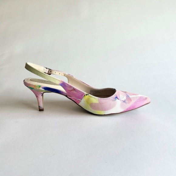 New Alfani Stepnflex Multicolor Flower Canvas Point Toe Heels size 8 - Picture 5 of 16